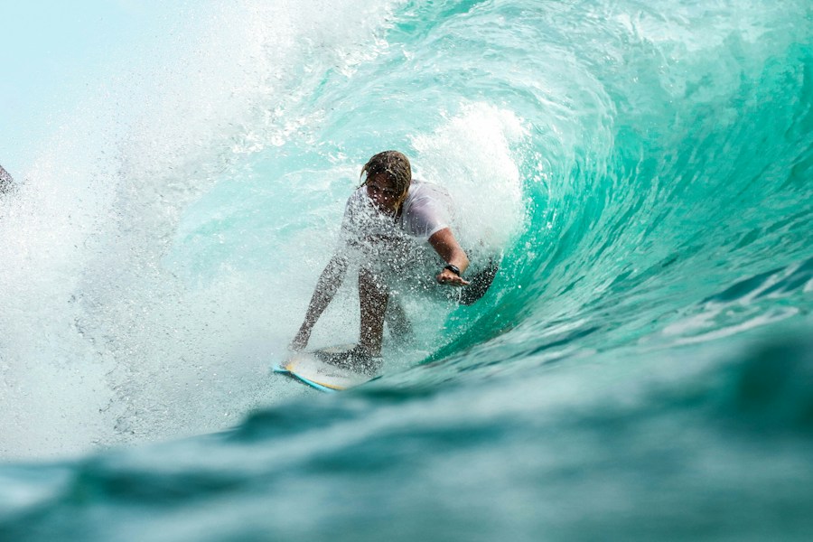 A surfer riding an ocean wave