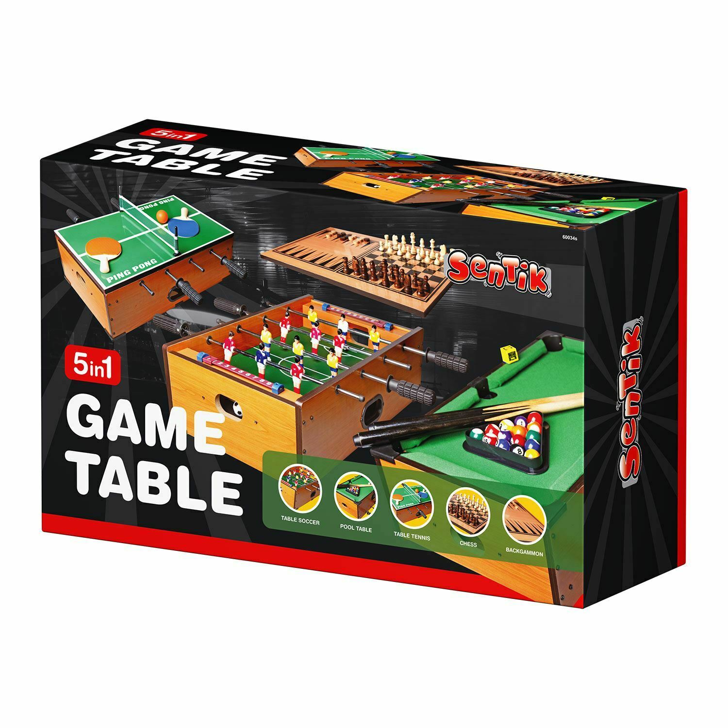 DELUXE TABLE GAME SET 5 IN 1 FOOTBALL TENNIS BACKGAMMON CHESS POOL SNOOKER TOY