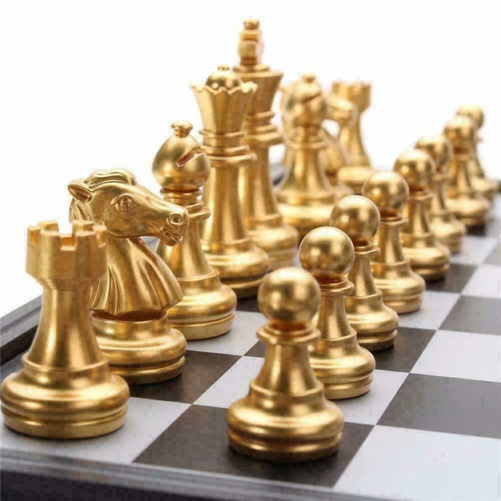 Magnetic Chess Board set Folding Large GOLD and SILVER Chessboard Gift Toy UK