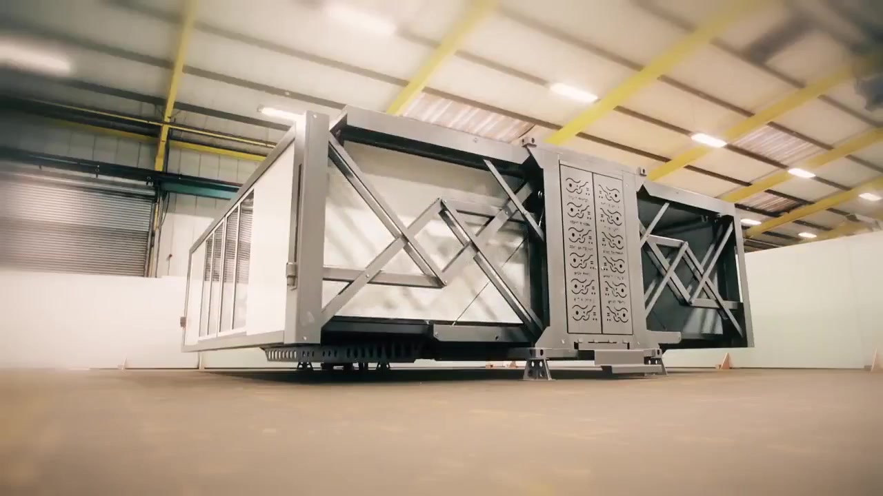 A Ten Fold building demonstrator with its articulated mechanisms extended