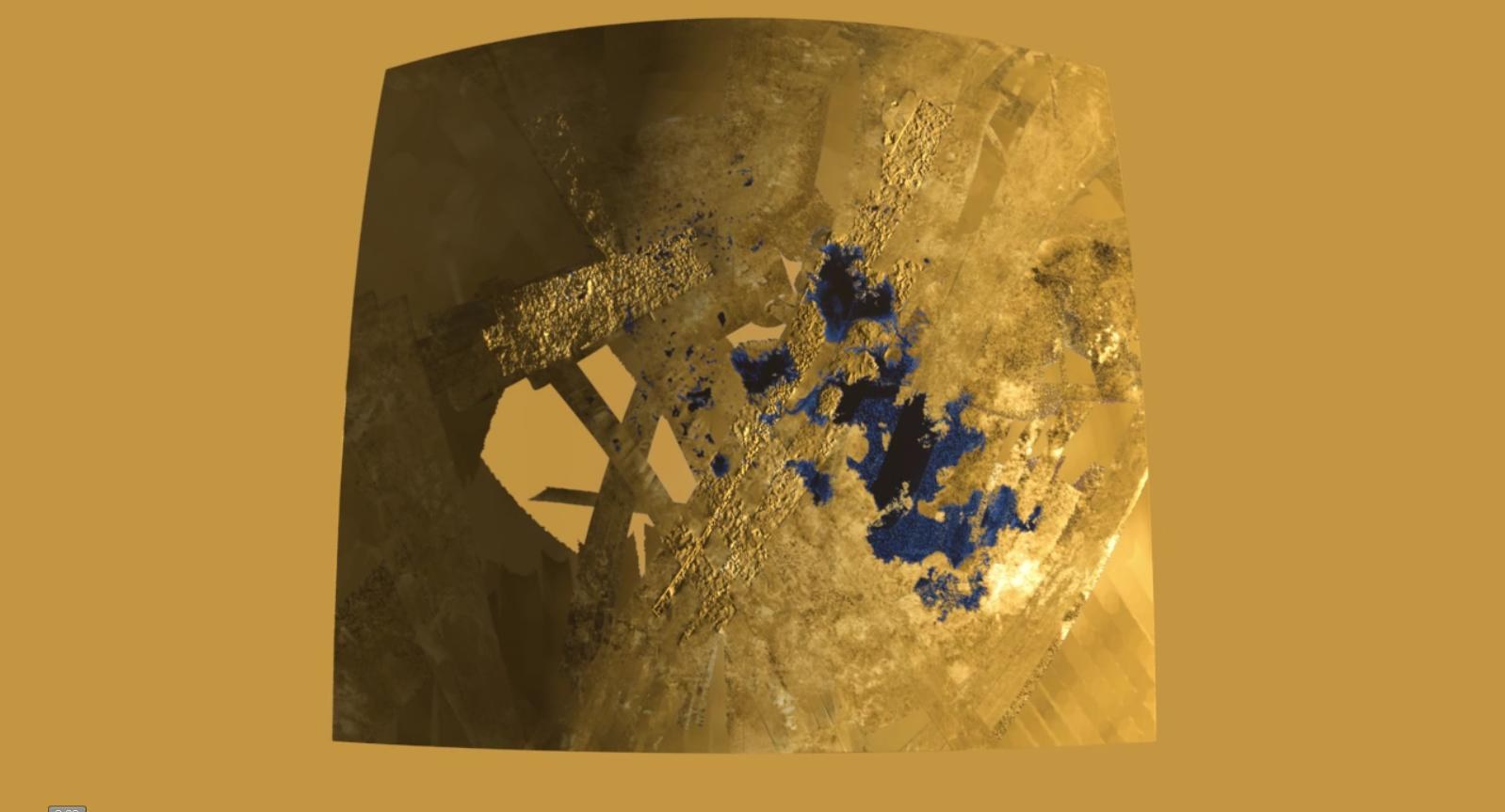 Radar map of the hydrocarbon lakes and seas near the north pole of Saturn's moon Titan